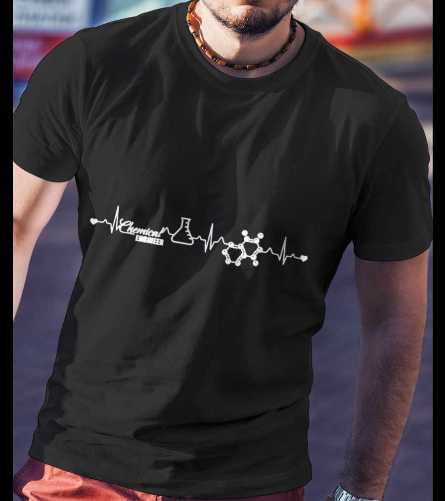 Chemical Engineer Heartbeat Laboratory Beaker Molecular Structure T-Shirt