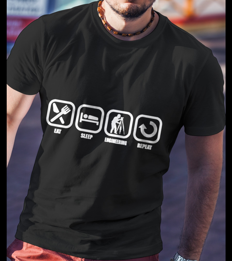 Eat Sleep Engineering Repeat Surveyor Icons T-Shirt