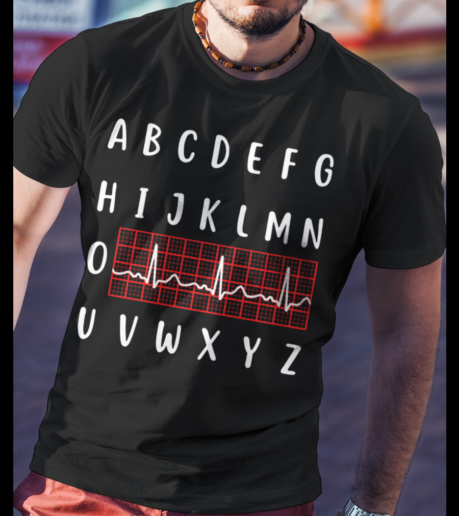Funny Nursing Alphabet ECG Heartbeat O Letter T-Shirt