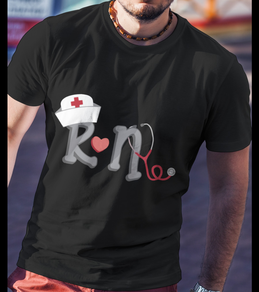 RN Nurse Hat Stethoscope Heart T-Shirt