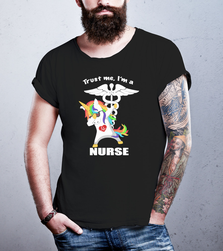 Trust Me I'm A Nurse Unicorn Dabbing With Caduceus T-Shirt