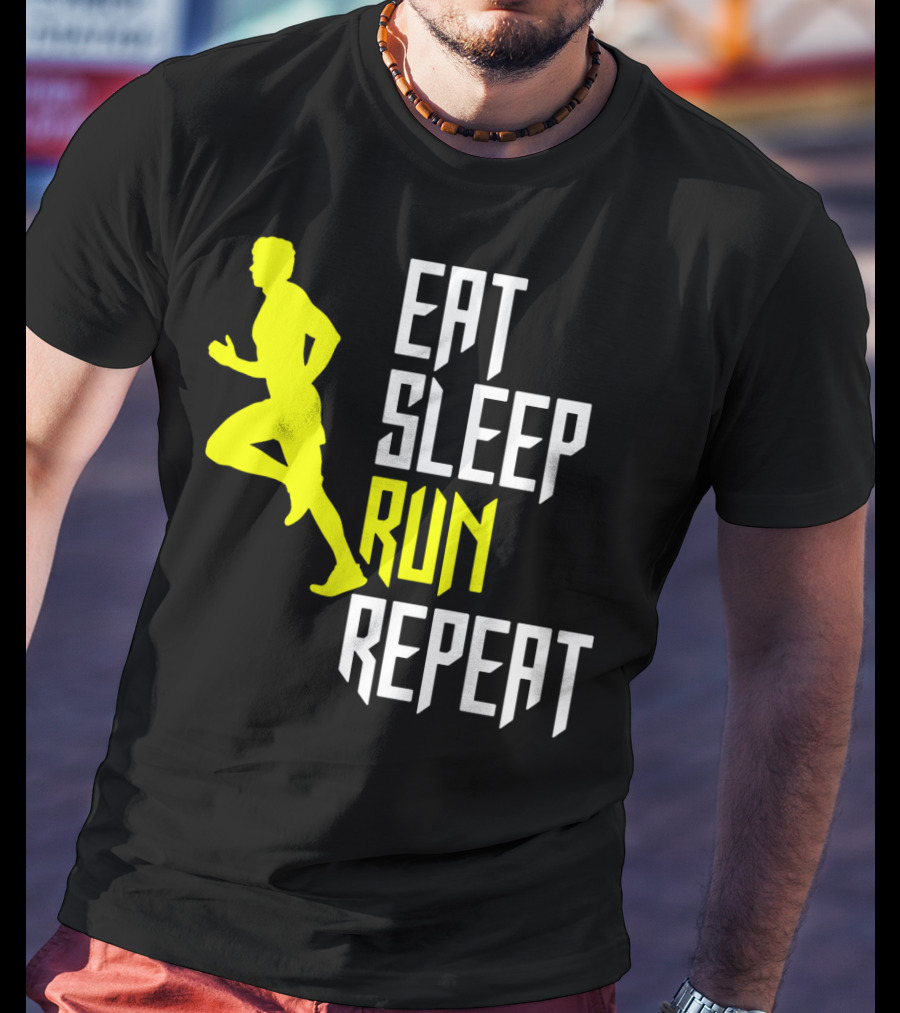 Eat Sleep Run Repeat Funny Jogging Joke T-Shirt