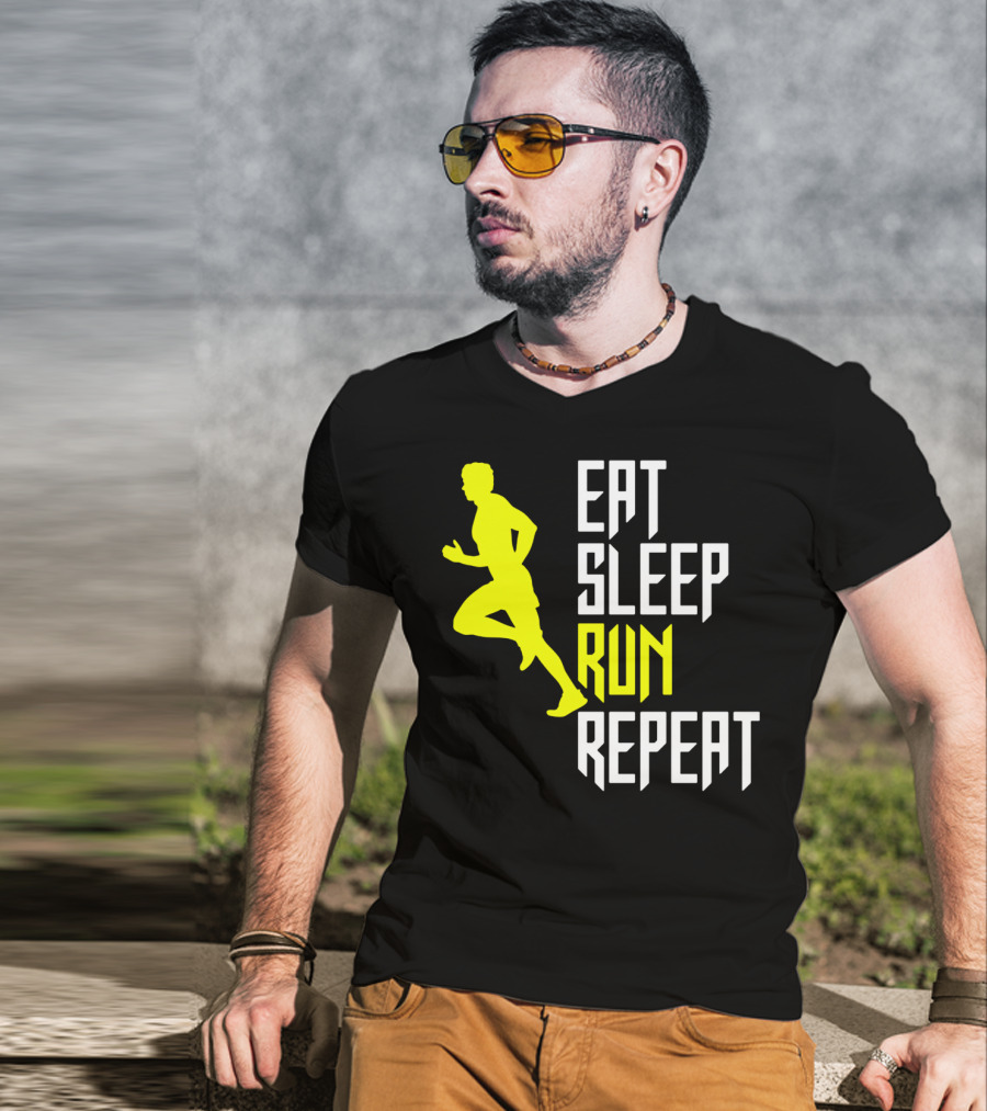 Eat Sleep Run Repeat Funny Jogging Joke T-Shirt