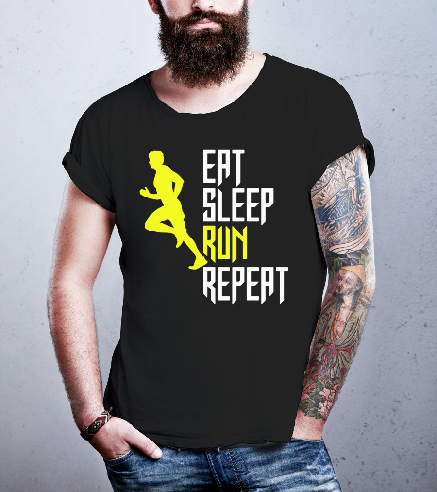 Eat Sleep Run Repeat Funny Jogging Joke T-Shirt