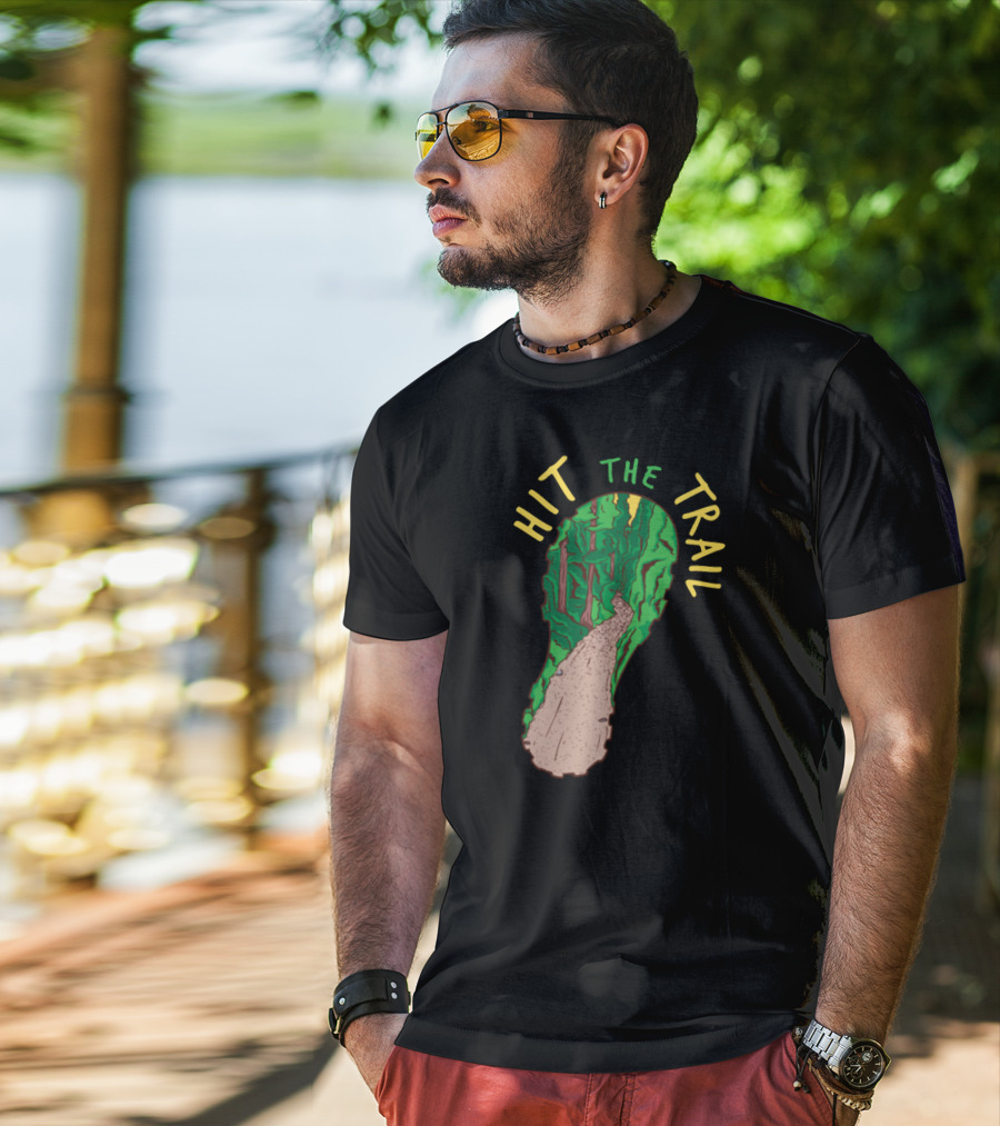 Hit The Trail Running Trail Footprint Pathway Forest Adventure T-Shirt