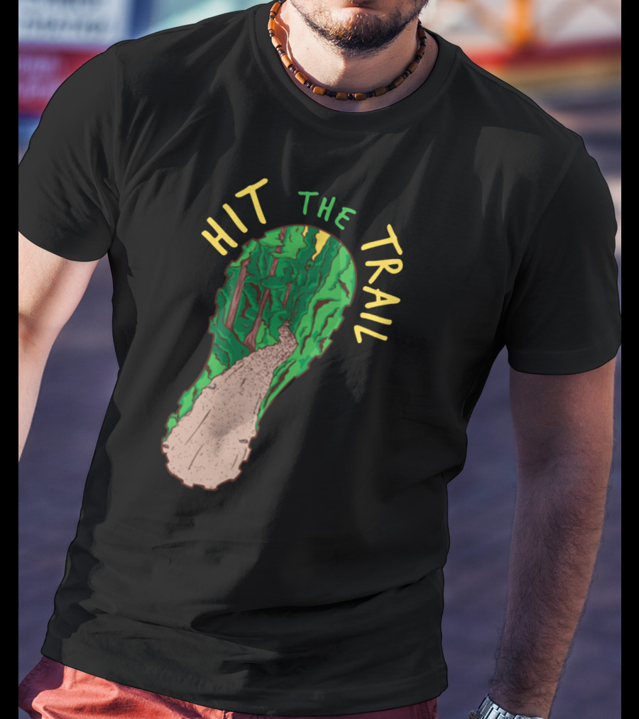 Hit The Trail Running Trail Footprint Pathway Forest Adventure T-Shirt