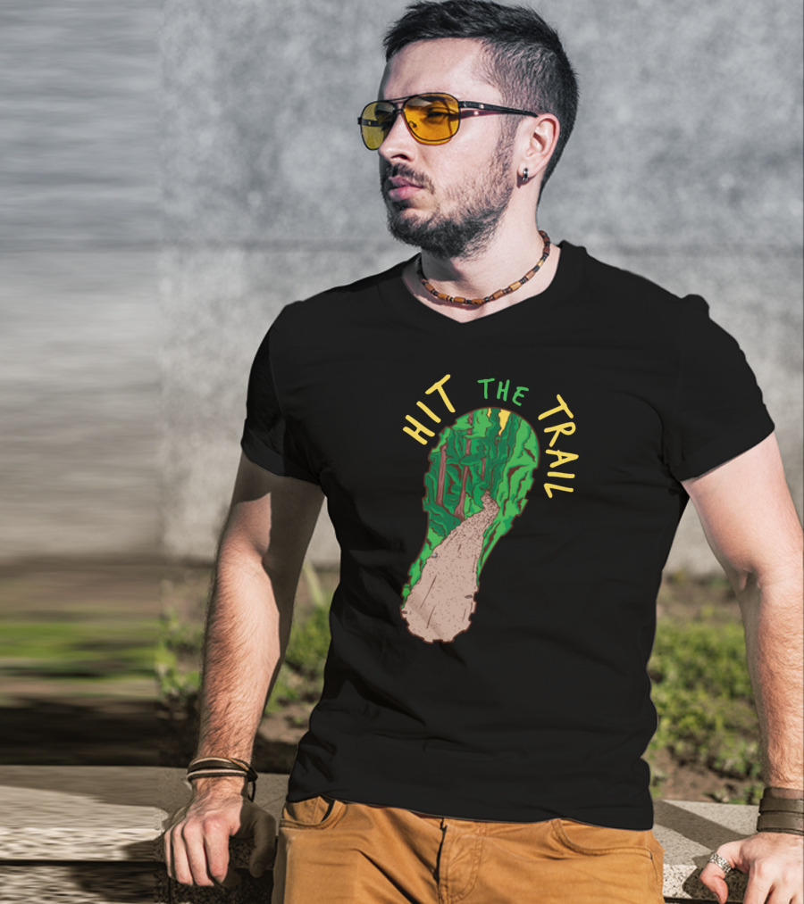 Hit The Trail Running Trail Footprint Pathway Forest Adventure T-Shirt