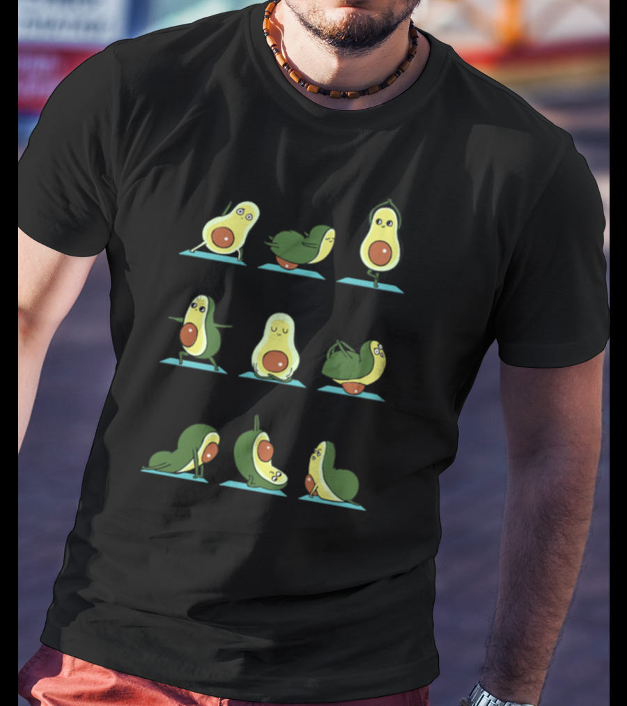 Avocado Yoga Poses Stretch Exercise Sequence T-Shirt