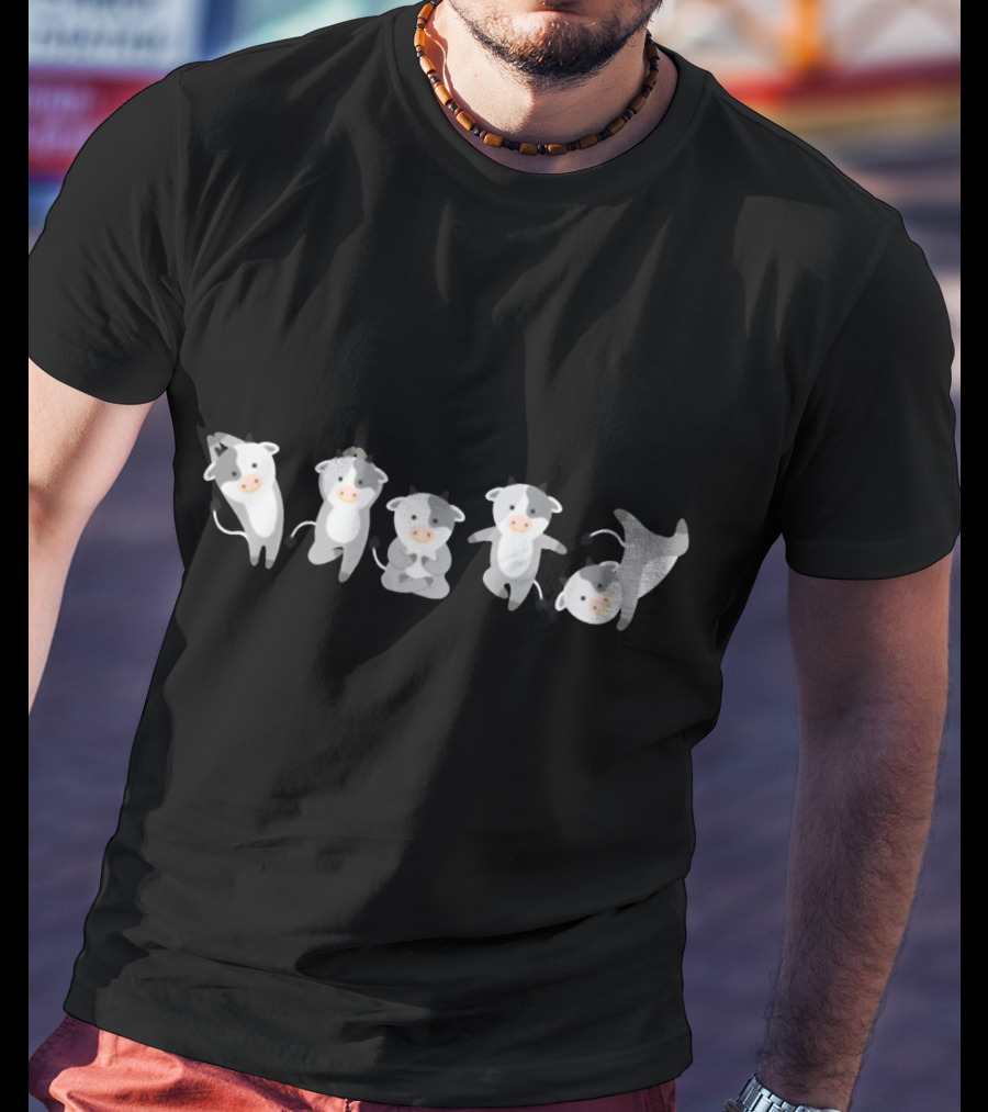 Cow Yoga Poses Cute Cartoon Cattle Characters T-Shirt