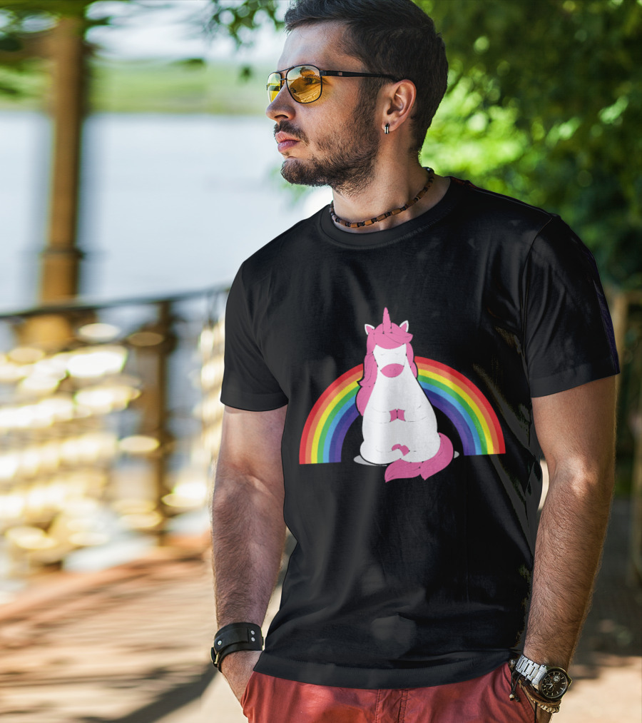 Yoga Unicorn Rainbow Funny Gym Workout Humor Cool Unicorn T-Shirt