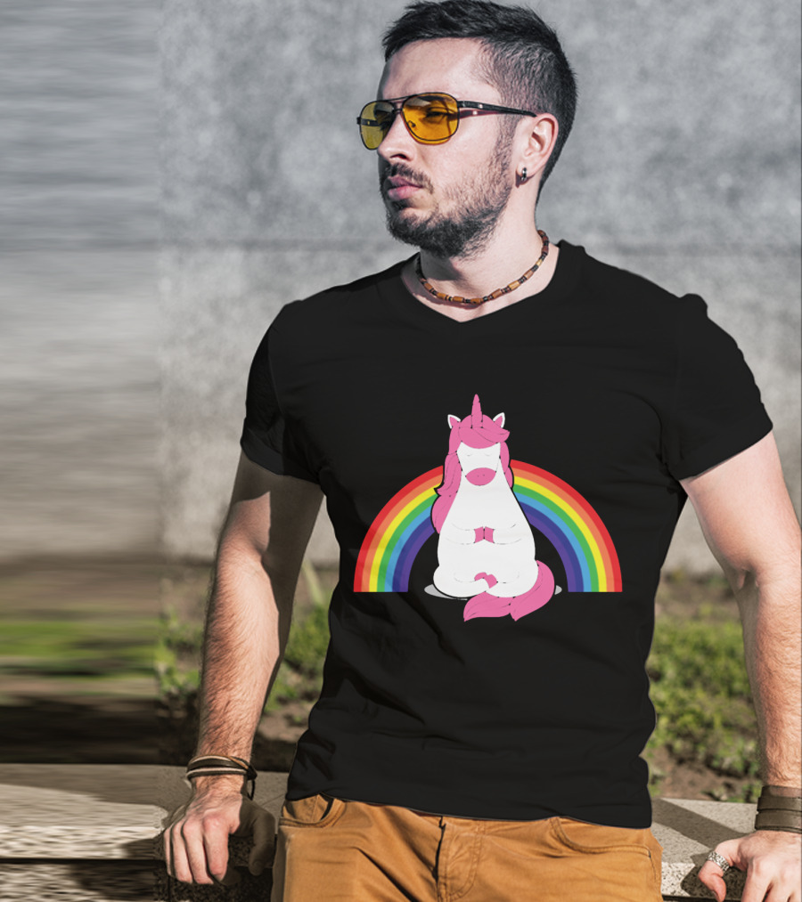 Yoga Unicorn Rainbow Funny Gym Workout Humor Cool Unicorn T-Shirt