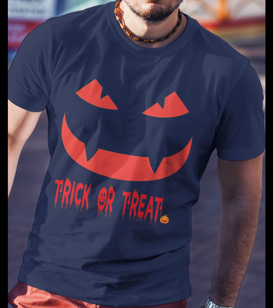 HALLOWEEN Trick Or Treat Jack-o'-Lantern Face T-Shirt