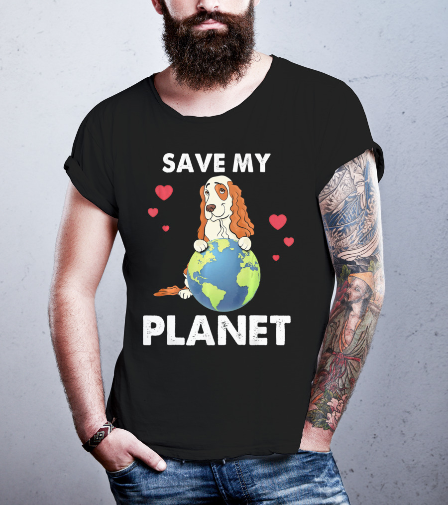 Save My Planet American Cocker Spaniel Dog Love Earth T-Shirt