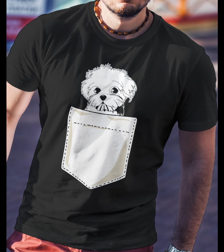 Best For Christmas Maltese Dog In Pocket T-Shirt
