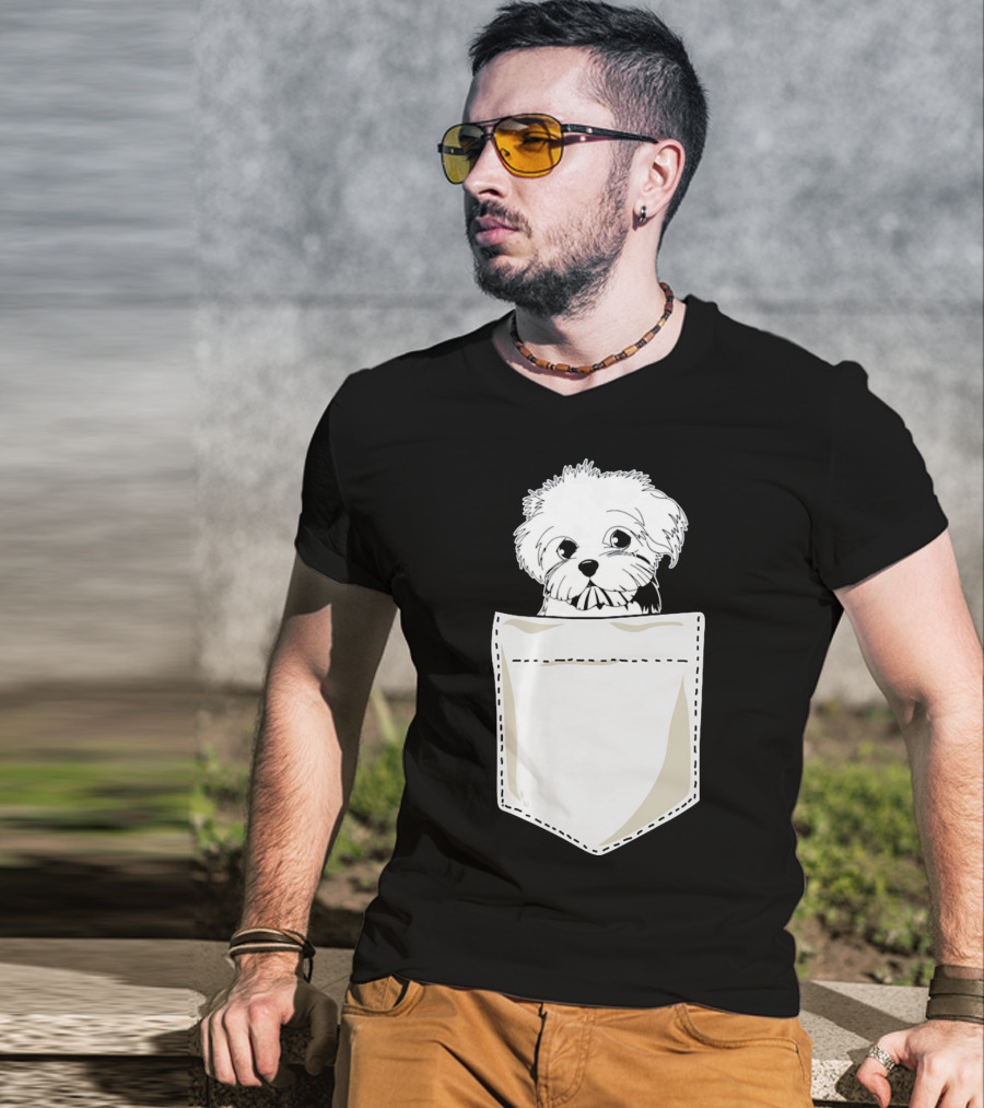 Best For Christmas Maltese Dog In Pocket T-Shirt