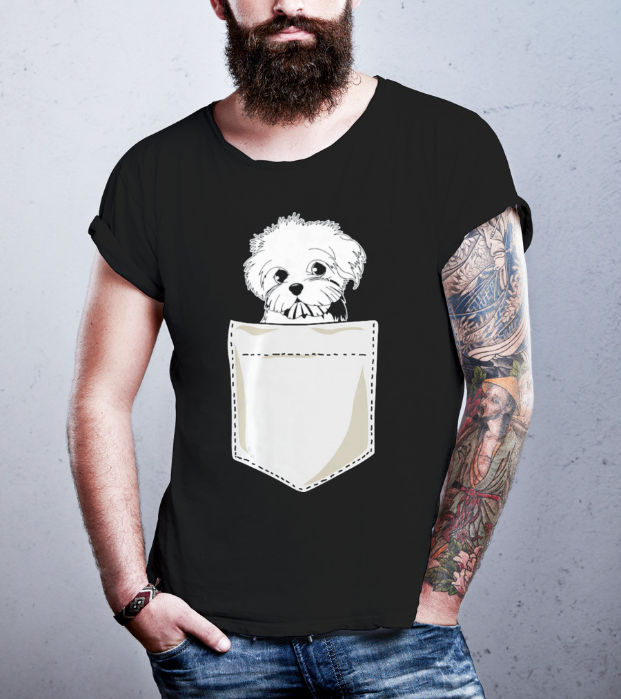 Best For Christmas Maltese Dog In Pocket T-Shirt