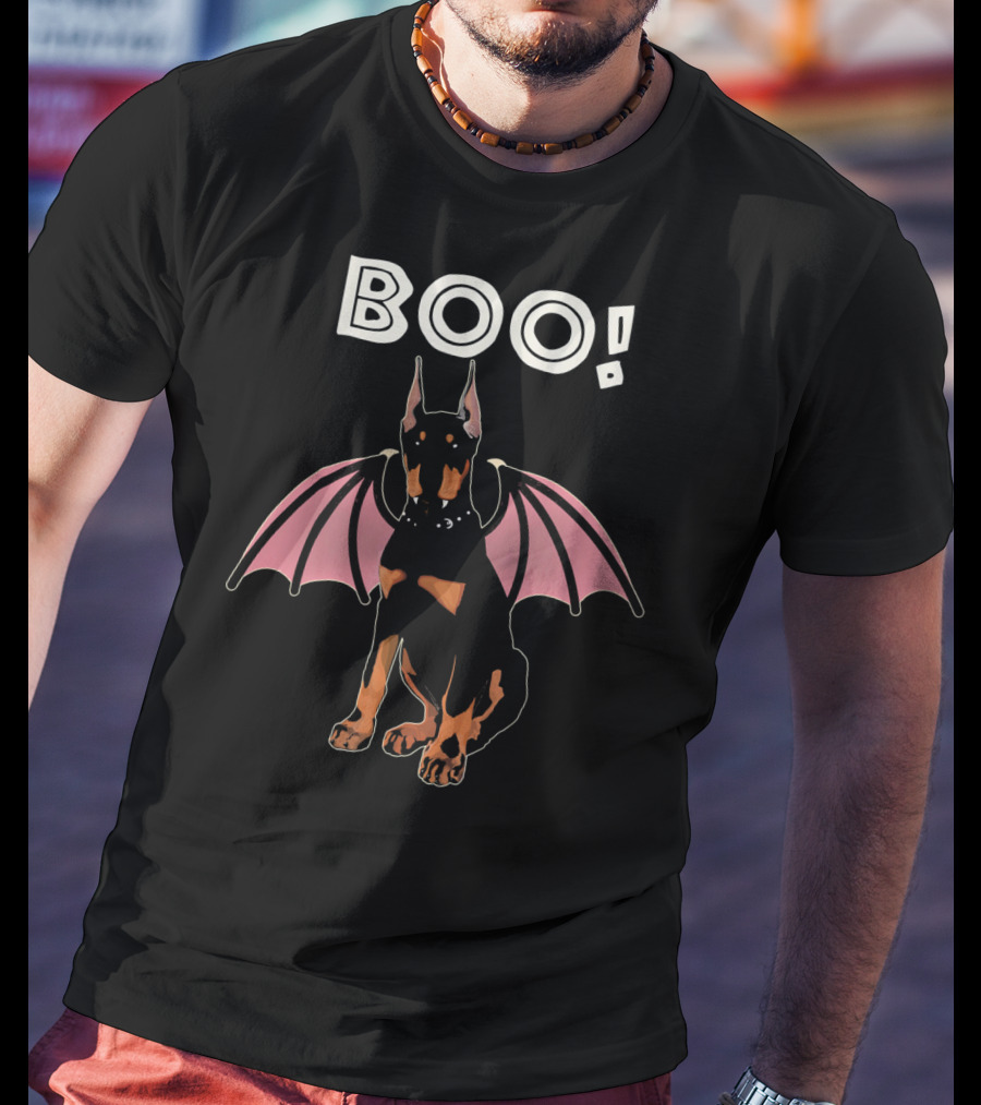 BOO Doberman With Bat Wings T-Shirt