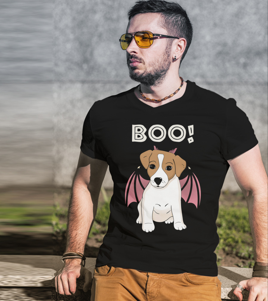 BOO Jack Russell Terrier With Bat Wings T-Shirt