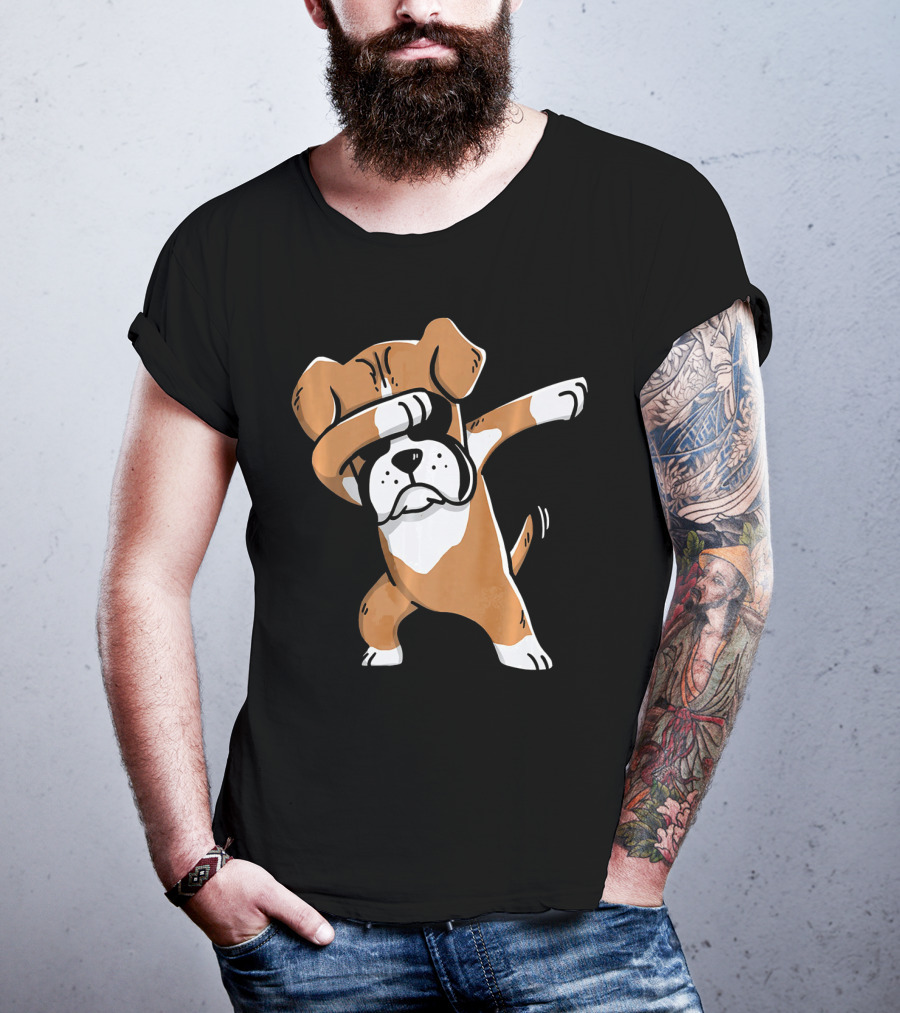 Kids Funny Dabbing Boxer Dog T-Shirt