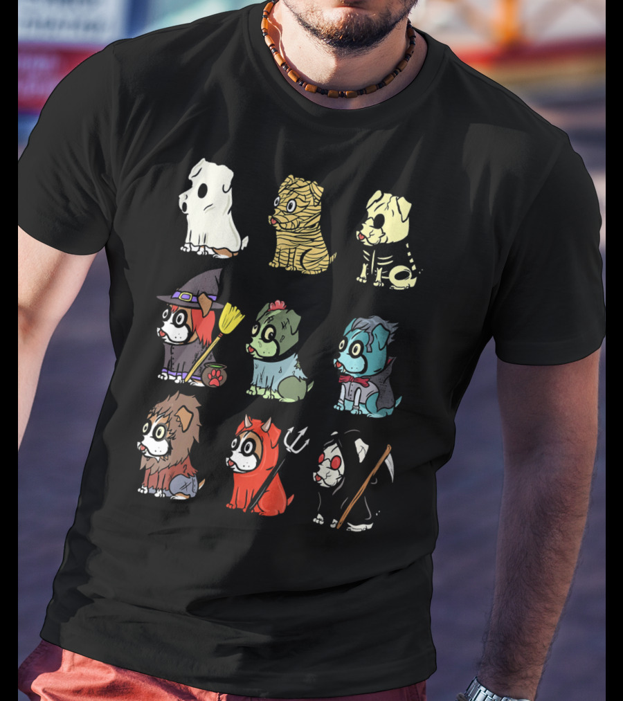 Spooky Boxer Dog Halloween Costumes Ghost Mummy Zombie Witch Werewolf Devil Grim Reaper T-Shirt