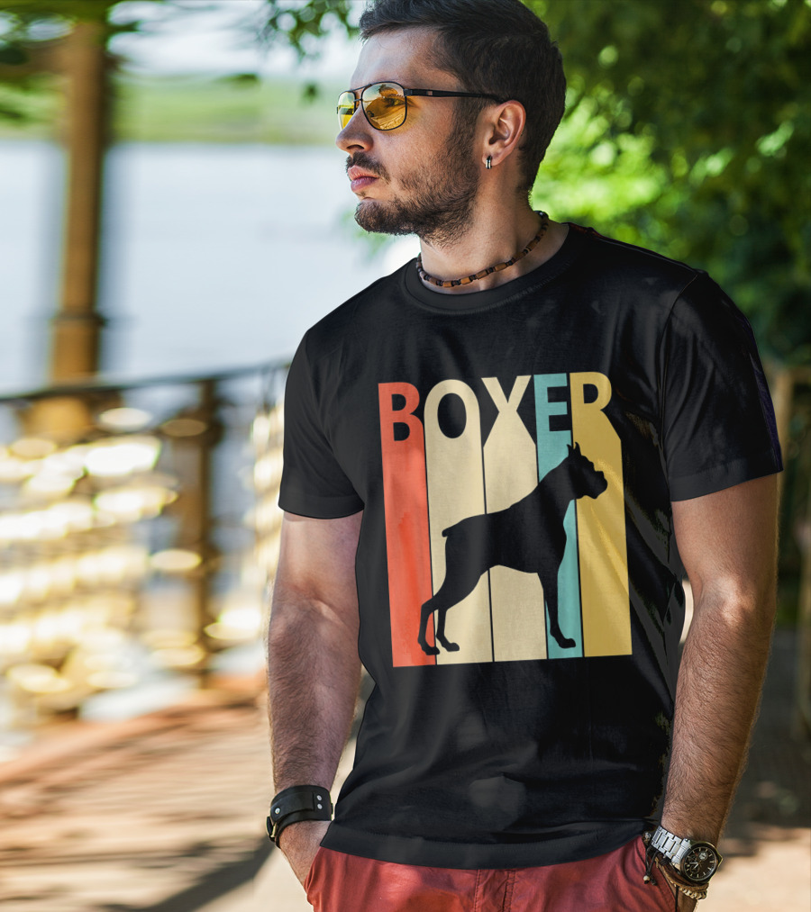 Boxer Retro Style Silhouette For Dog Dad Or T-Shirt