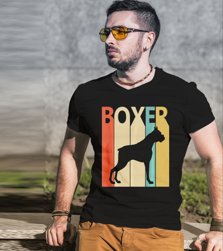Boxer Retro Style Silhouette For Dog Dad Or T-Shirt