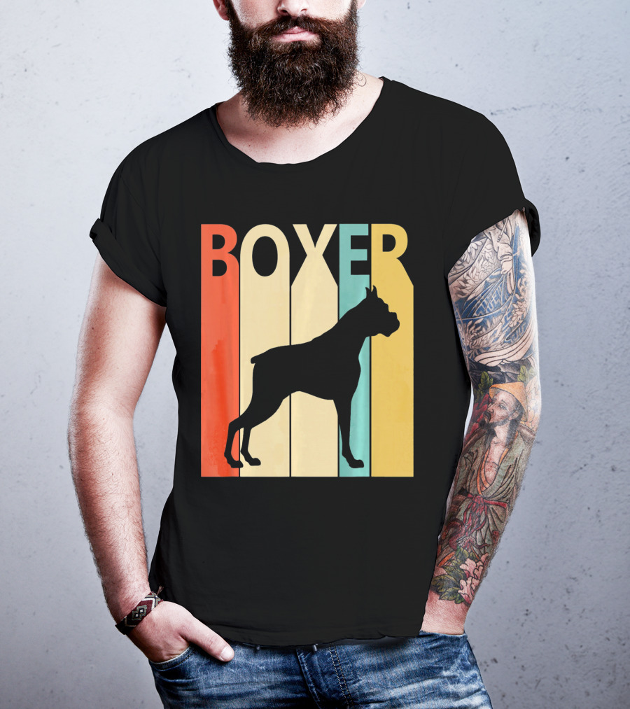 Boxer Retro Style Silhouette For Dog Dad Or T-Shirt