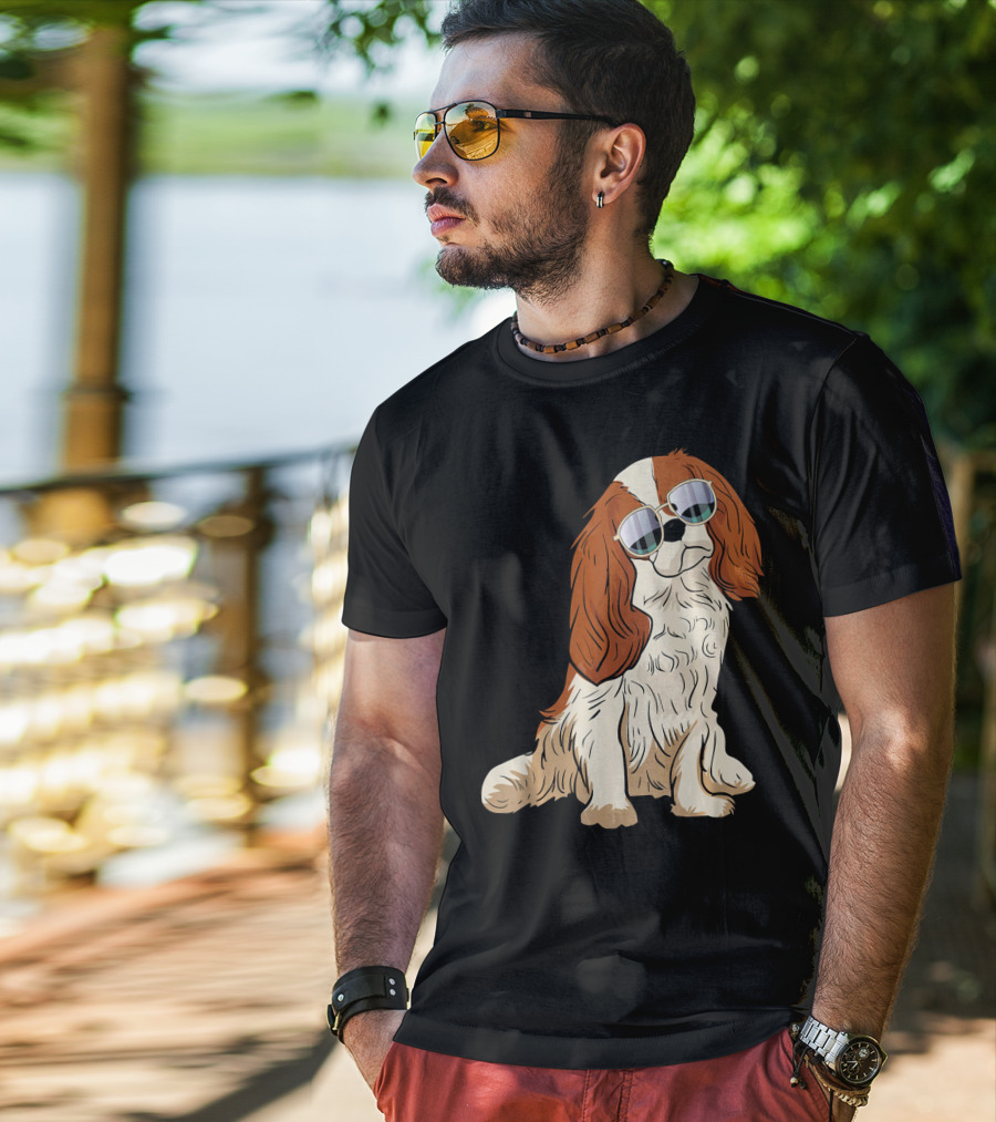 Cavalier King Charles Spaniel Dog With Sunglasses T-Shirt