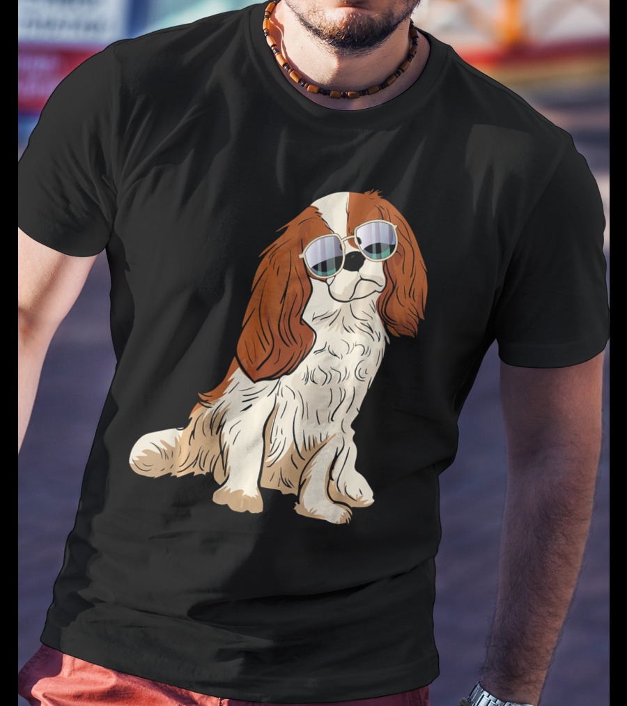 Cavalier King Charles Spaniel Dog With Sunglasses T-Shirt