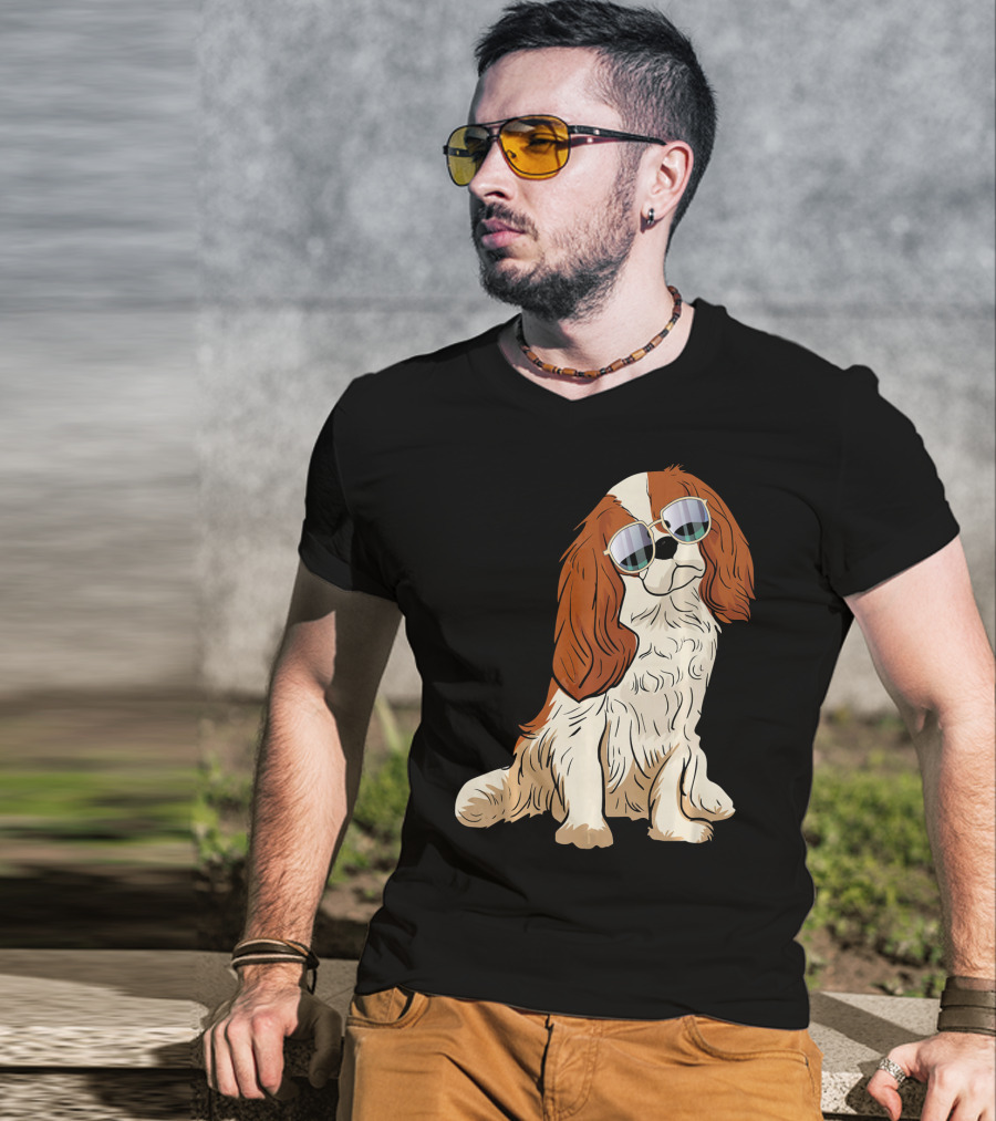 Cavalier King Charles Spaniel Dog With Sunglasses T-Shirt