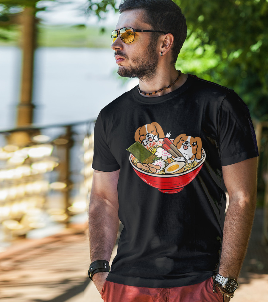 Cavalier King Charles Spaniel Kawaii Japanese Ramen Bowl T-Shirt