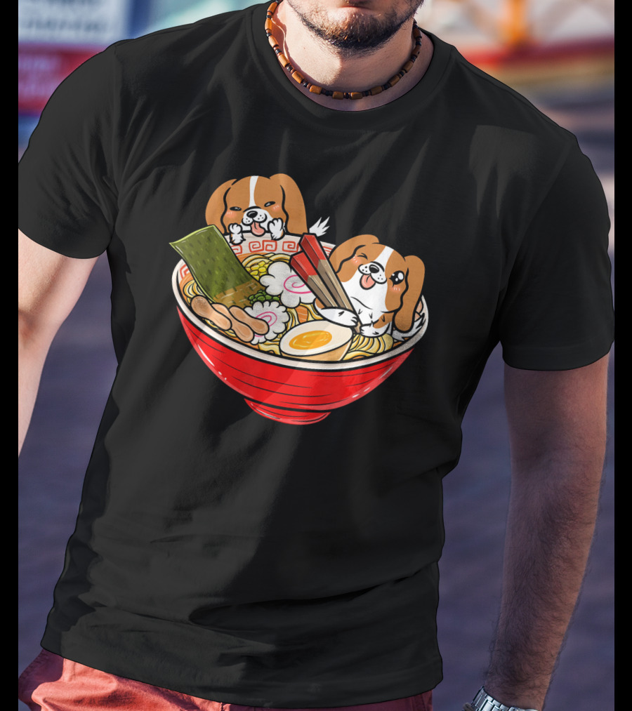 Cavalier King Charles Spaniel Kawaii Japanese Ramen Bowl T-Shirt