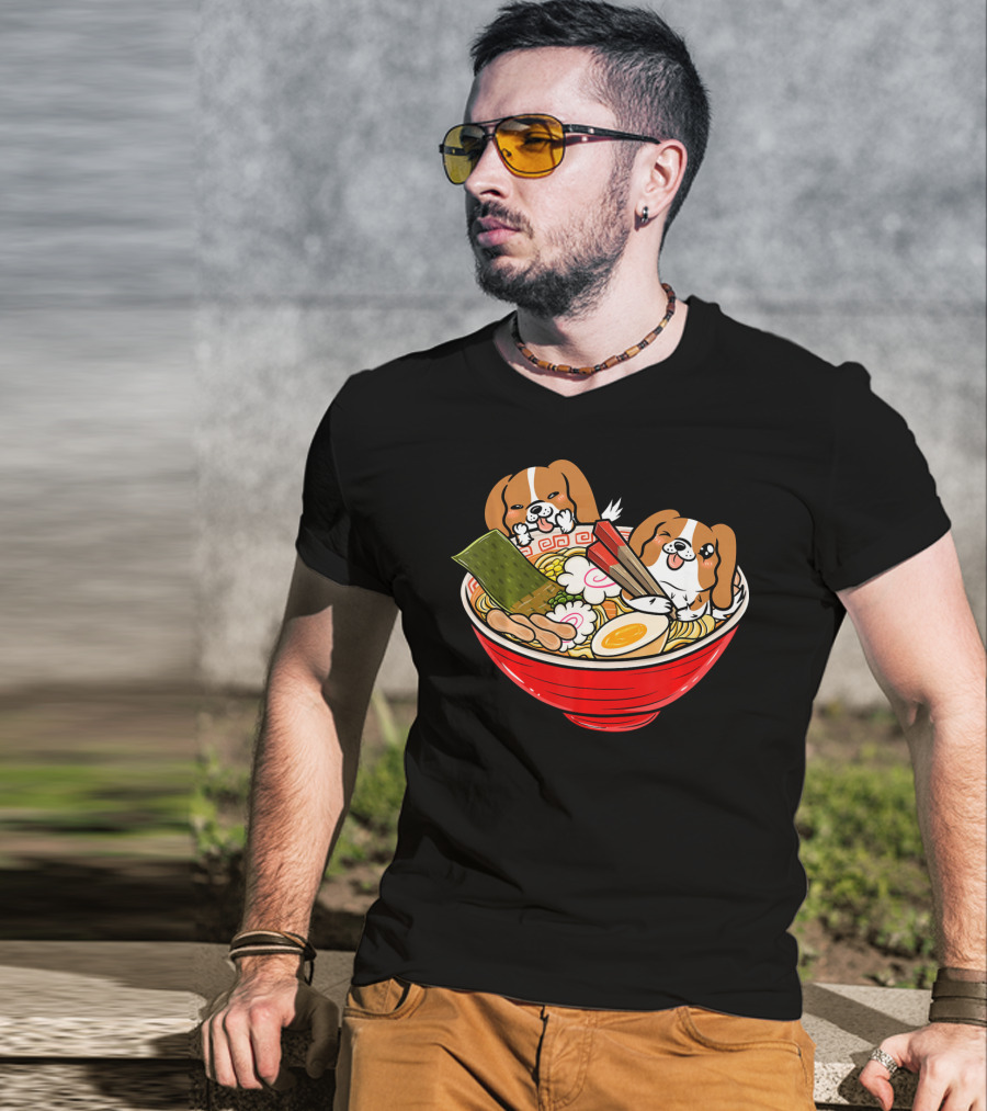 Cavalier King Charles Spaniel Kawaii Japanese Ramen Bowl T-Shirt