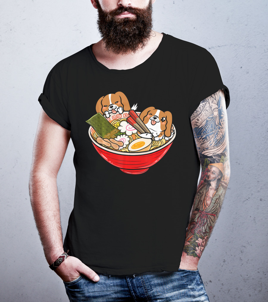 Cavalier King Charles Spaniel Kawaii Japanese Ramen Bowl T-Shirt