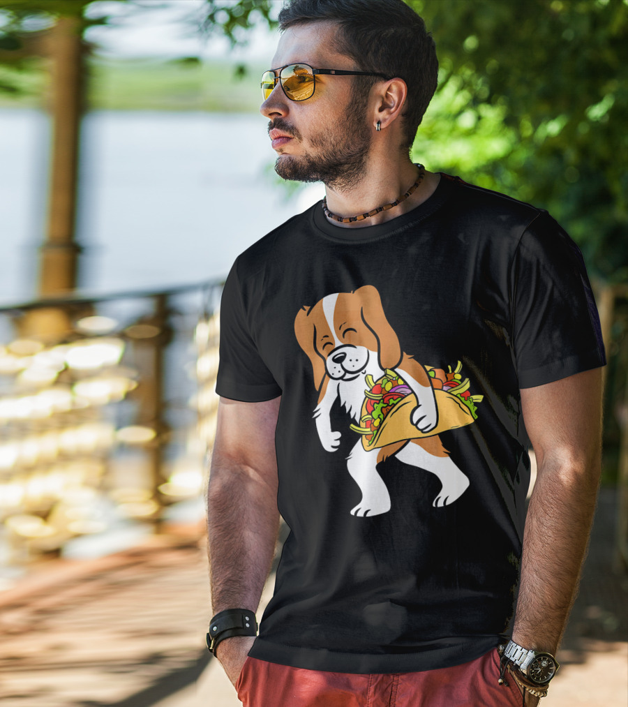 Cavalier King Charles Spaniel Carrying Taco With Vegetables T-Shirt