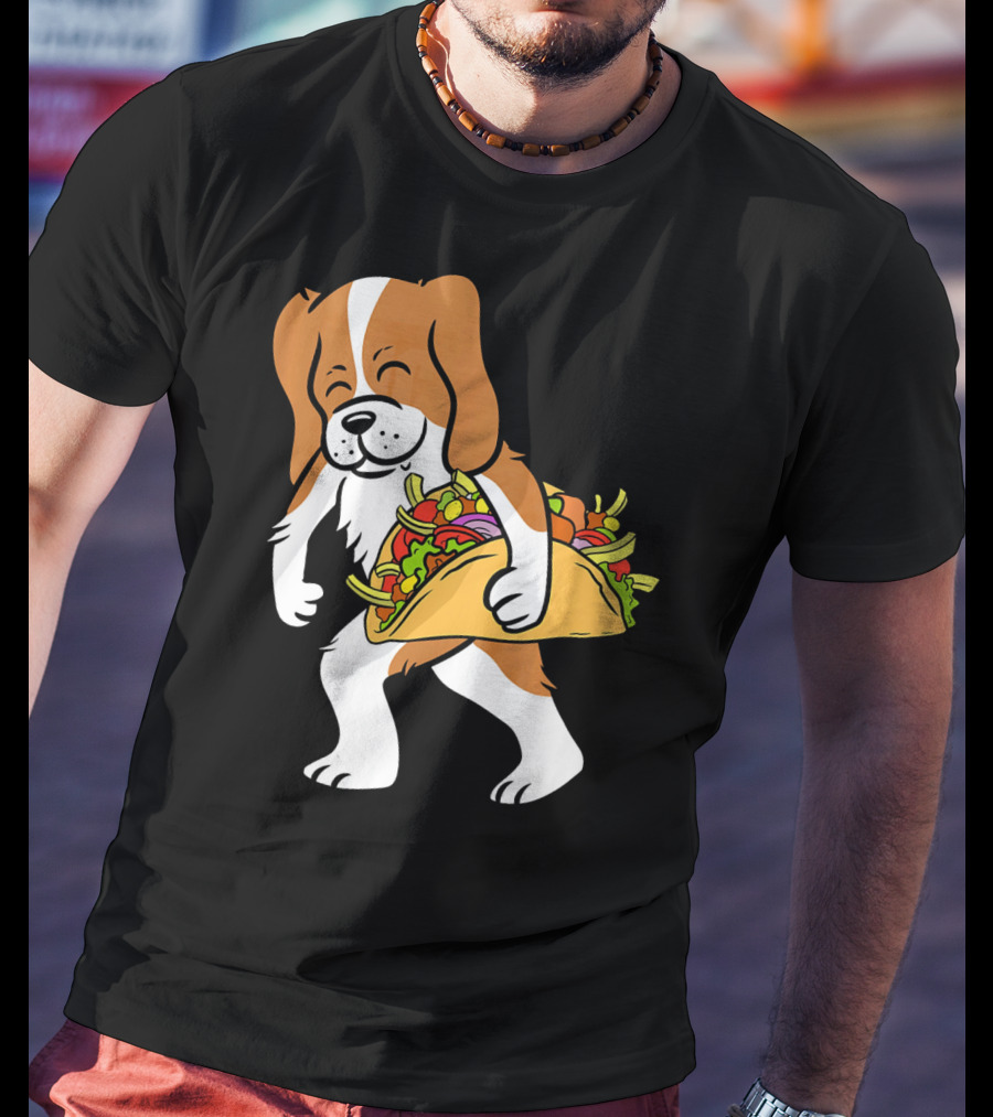 Cavalier King Charles Spaniel Carrying Taco With Vegetables T-Shirt