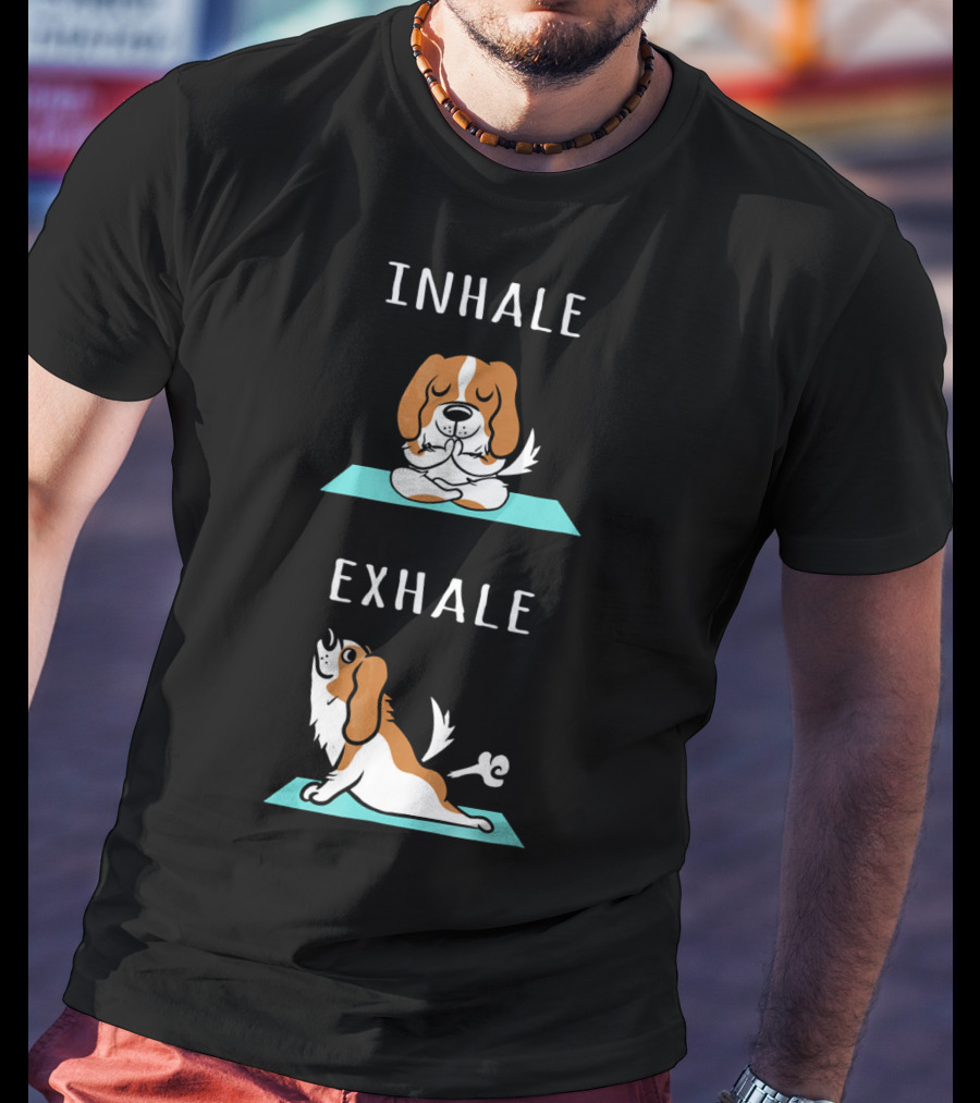 Cavalier King Charles Spaniel Inhale Exhale Yoga Mat T-Shirt