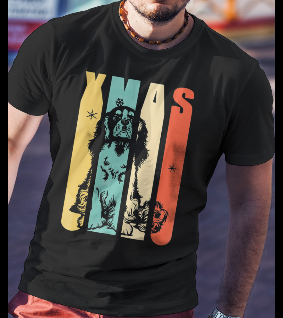 Xmas Cavalier King Dog Vintage T-Shirt