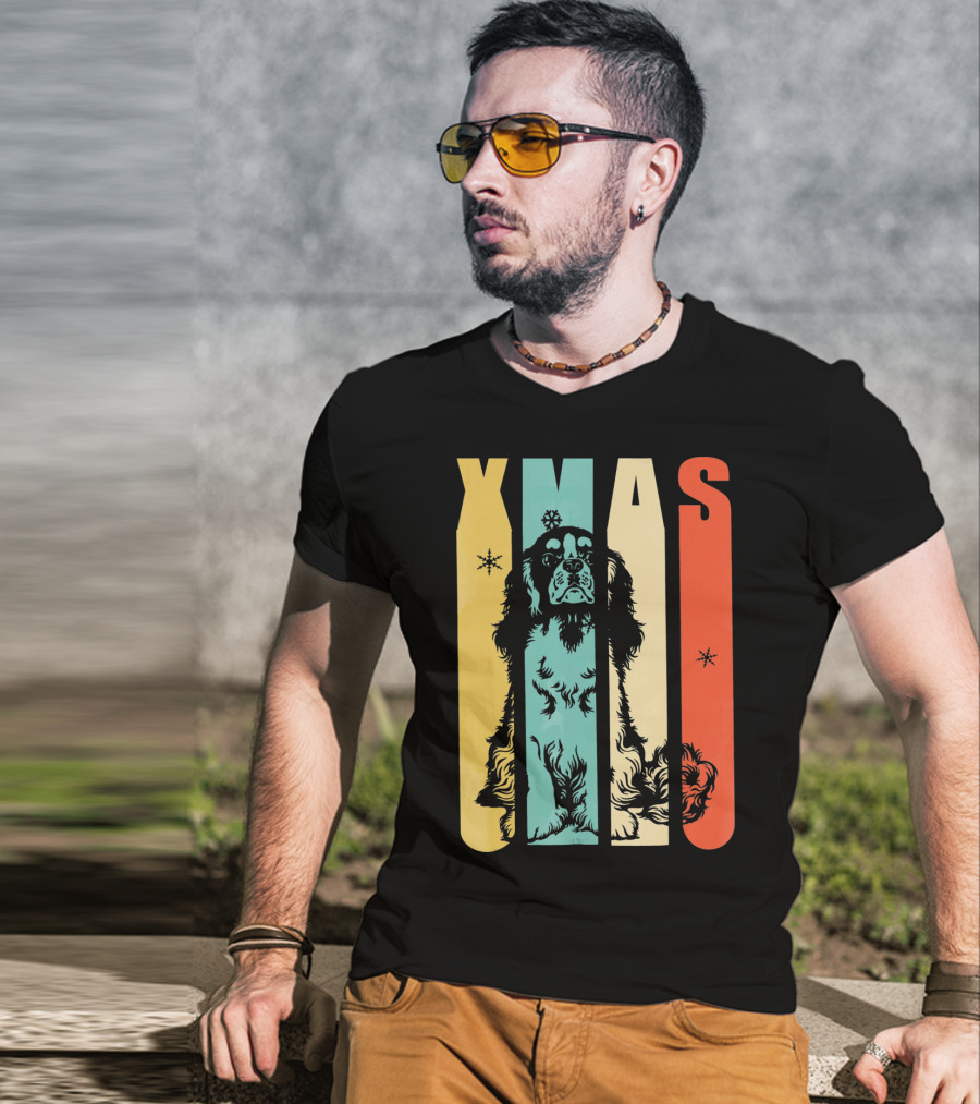 Xmas Cavalier King Dog Vintage T-Shirt