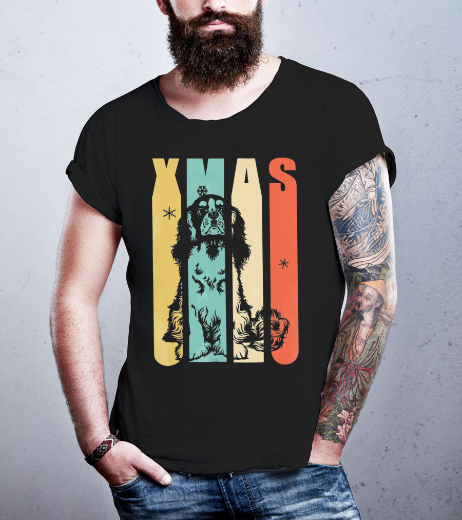 Xmas Cavalier King Dog Vintage T-Shirt