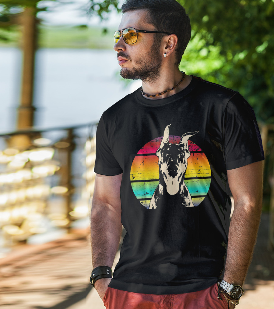 Retro Sunset Doberman Pinscher T-Shirt