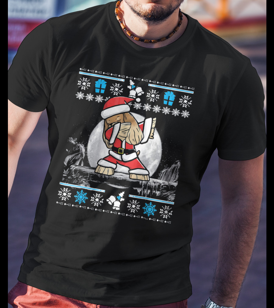 Cocker Spaniel Santa Outfit With Snowflakes And Gifts Festive T-Shirt