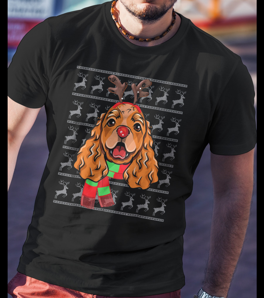 Cocker Spaniel Reindeer Holiday T-Shirt