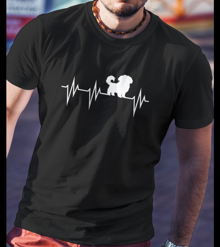Cute Maltese Dog Heartbeat Pulse Maltese Dog T-Shirt