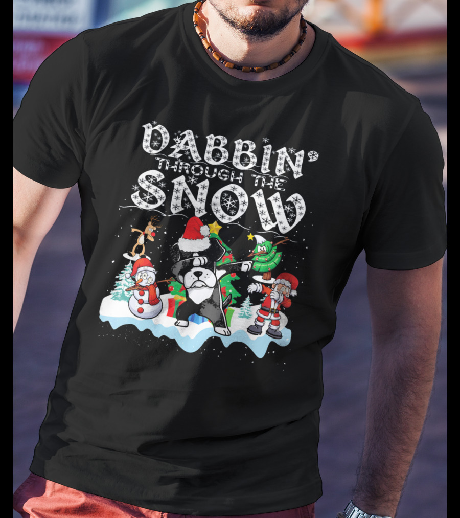 Dabbin' Through The Snow Rottweiler Christmas Santa Snowman Reindeer T-Shirt