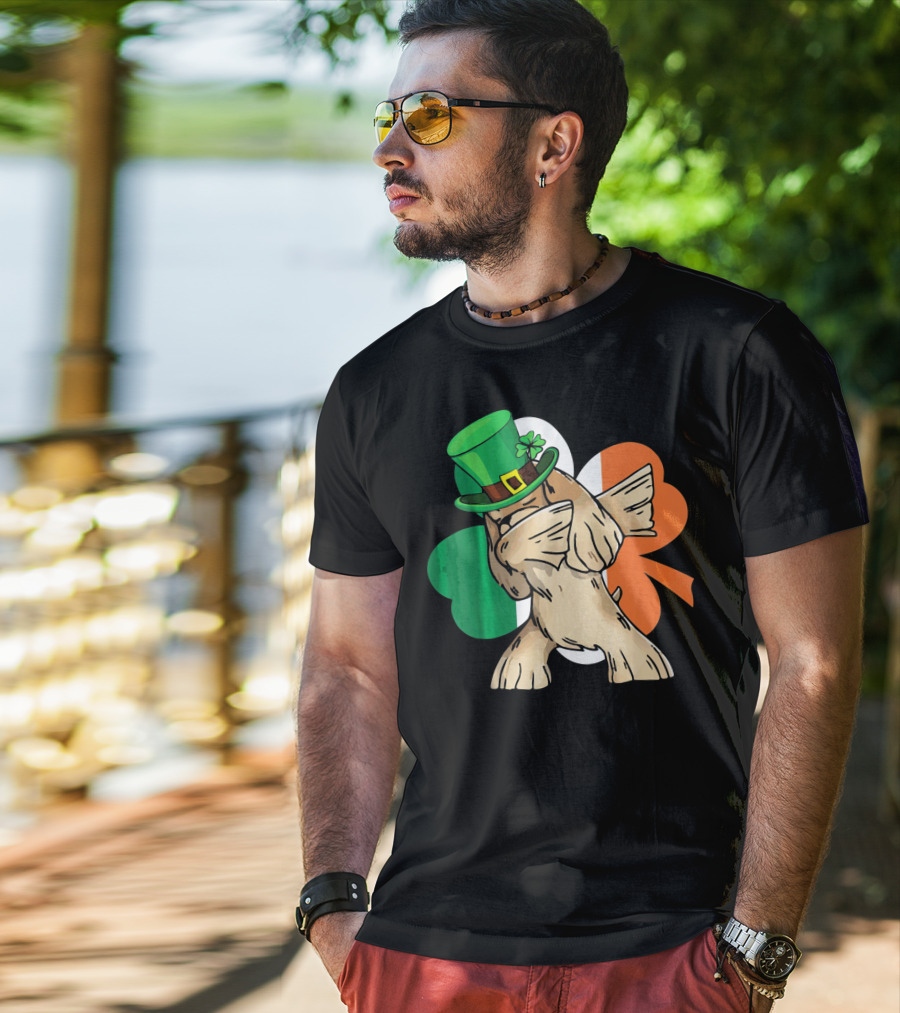 Dabbing Cocker Spaniel Irish Flag Shamrock St. Patrick's Day T-Shirt