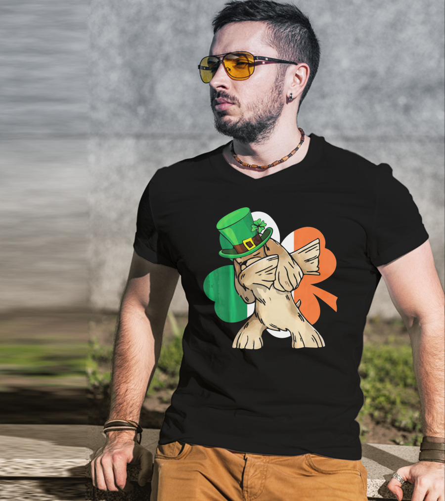 Dabbing Cocker Spaniel Irish Flag Shamrock St. Patrick's Day T-Shirt