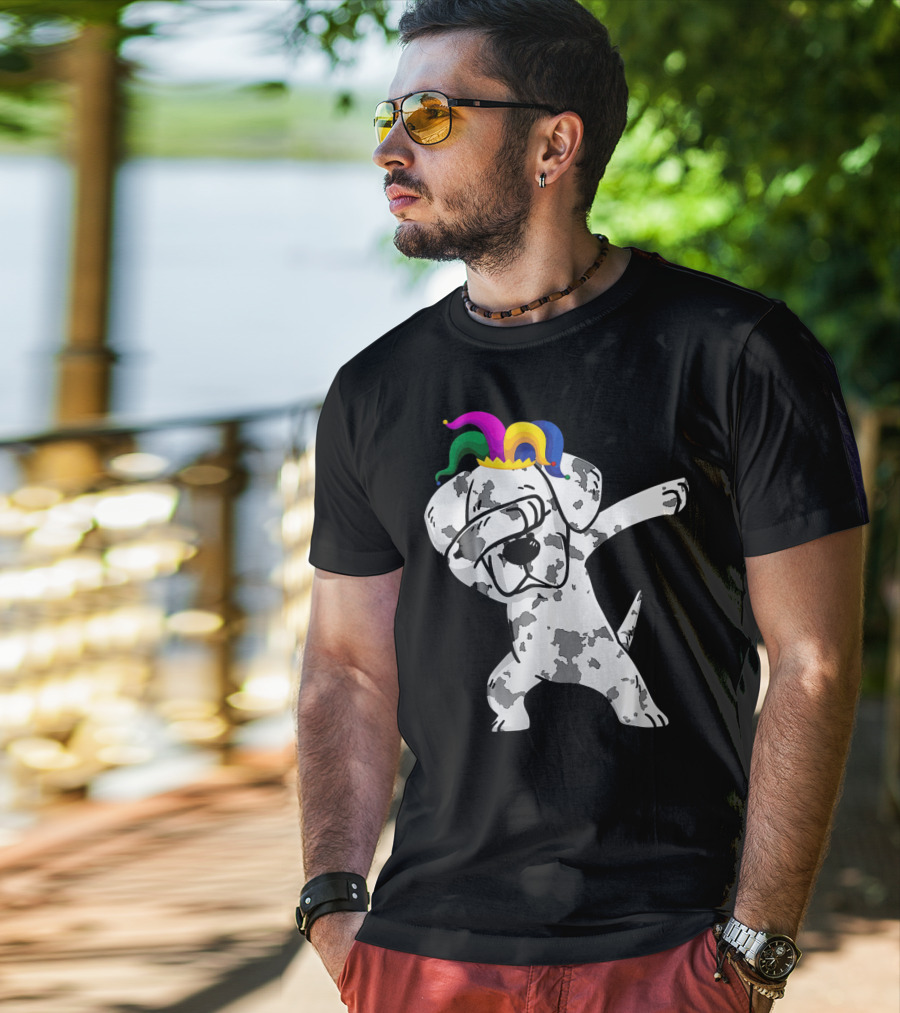Dabbing Great Dane Jester Hat Mardi Gras Dance Fun T-Shirt
