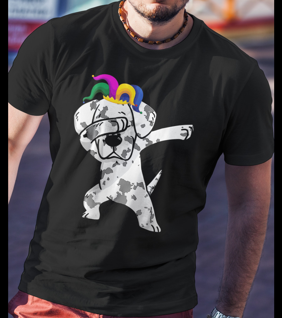 Dabbing Great Dane Jester Hat Mardi Gras Dance Fun T-Shirt