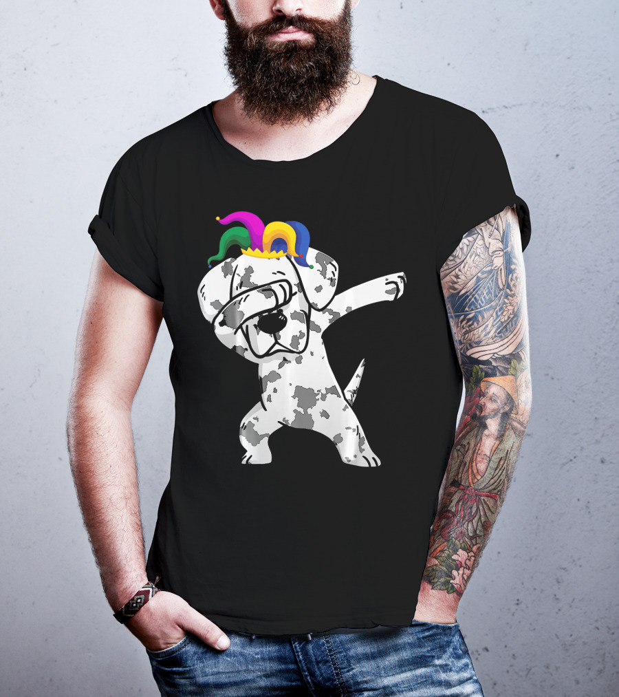 Dabbing Great Dane Jester Hat Mardi Gras Dance Fun T-Shirt
